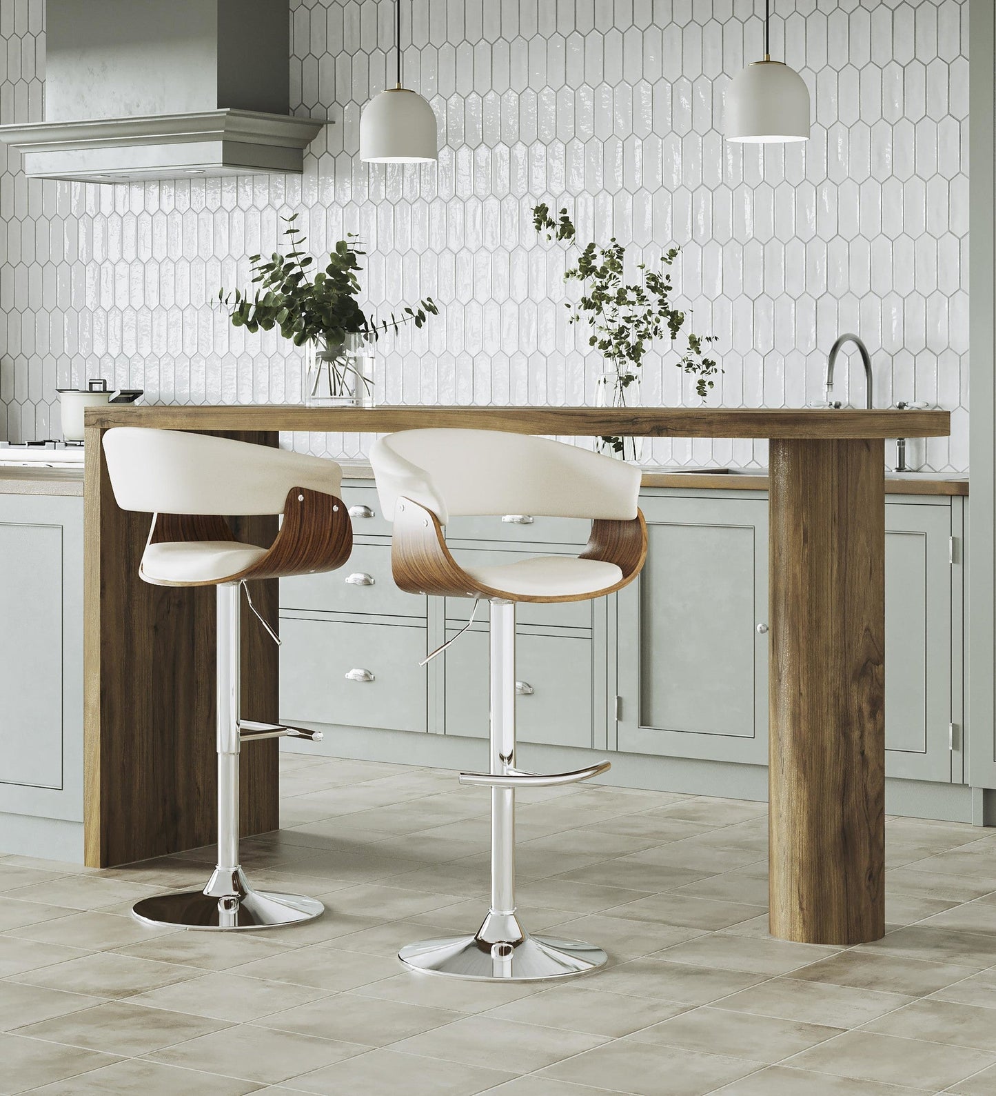 Lumisource Vintage Mod Adjustable Barstool - Set of 2