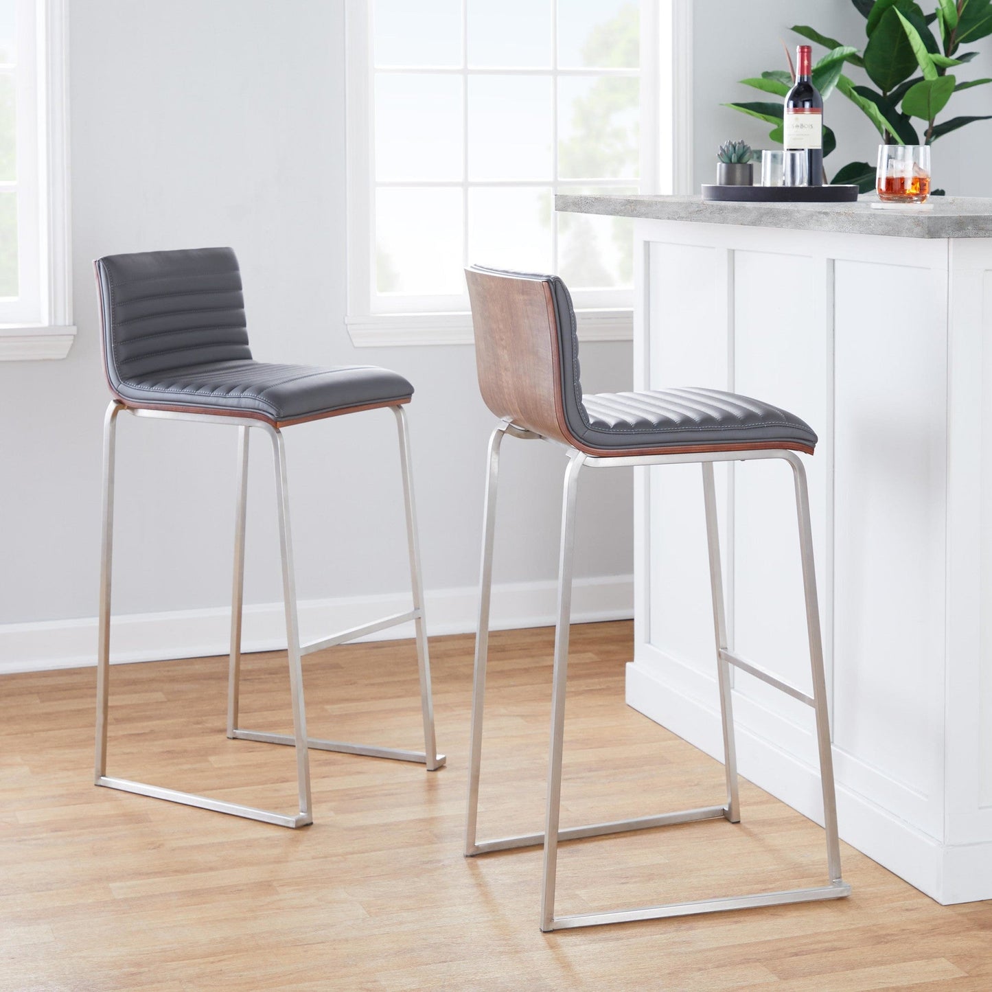 Lumisource Mason Mara 30" Fixed-Height Barstool - Set of 2