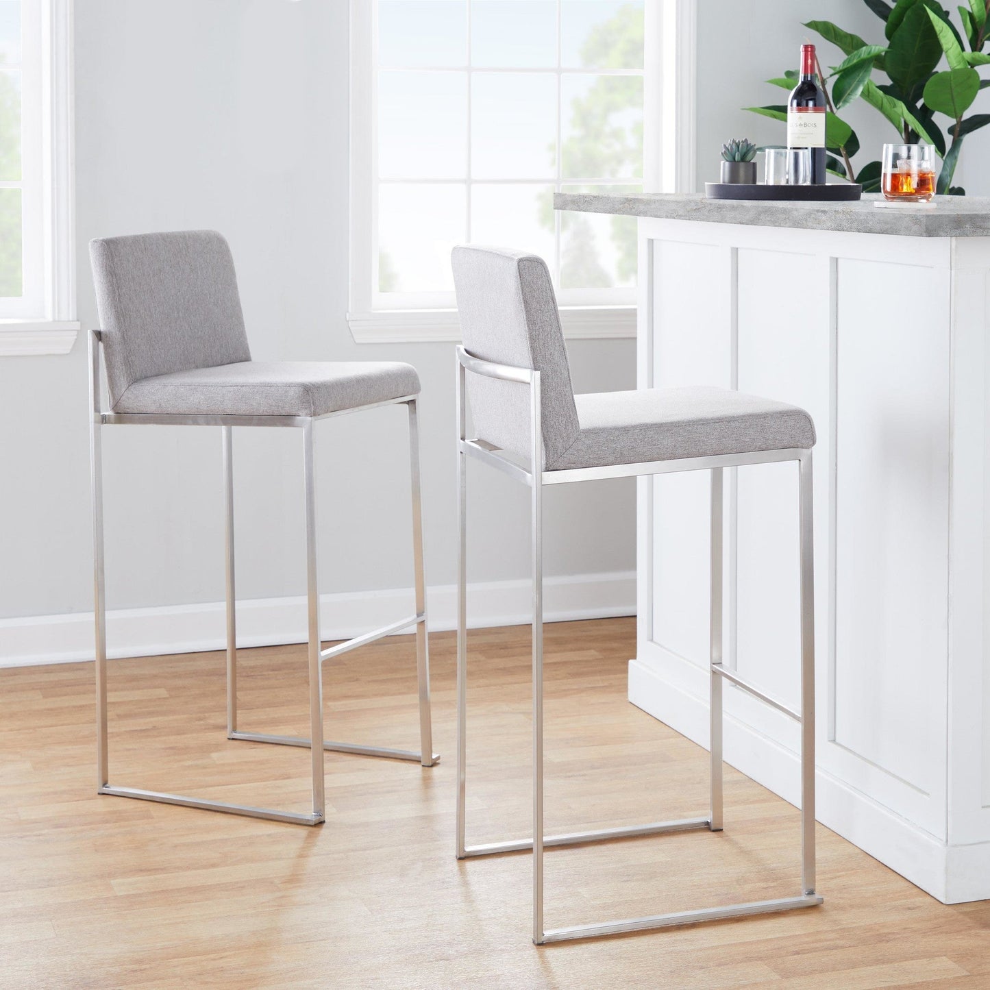 Majestic Office Furniture High Back 30" Fixed-Height Barstool - Set Of 3