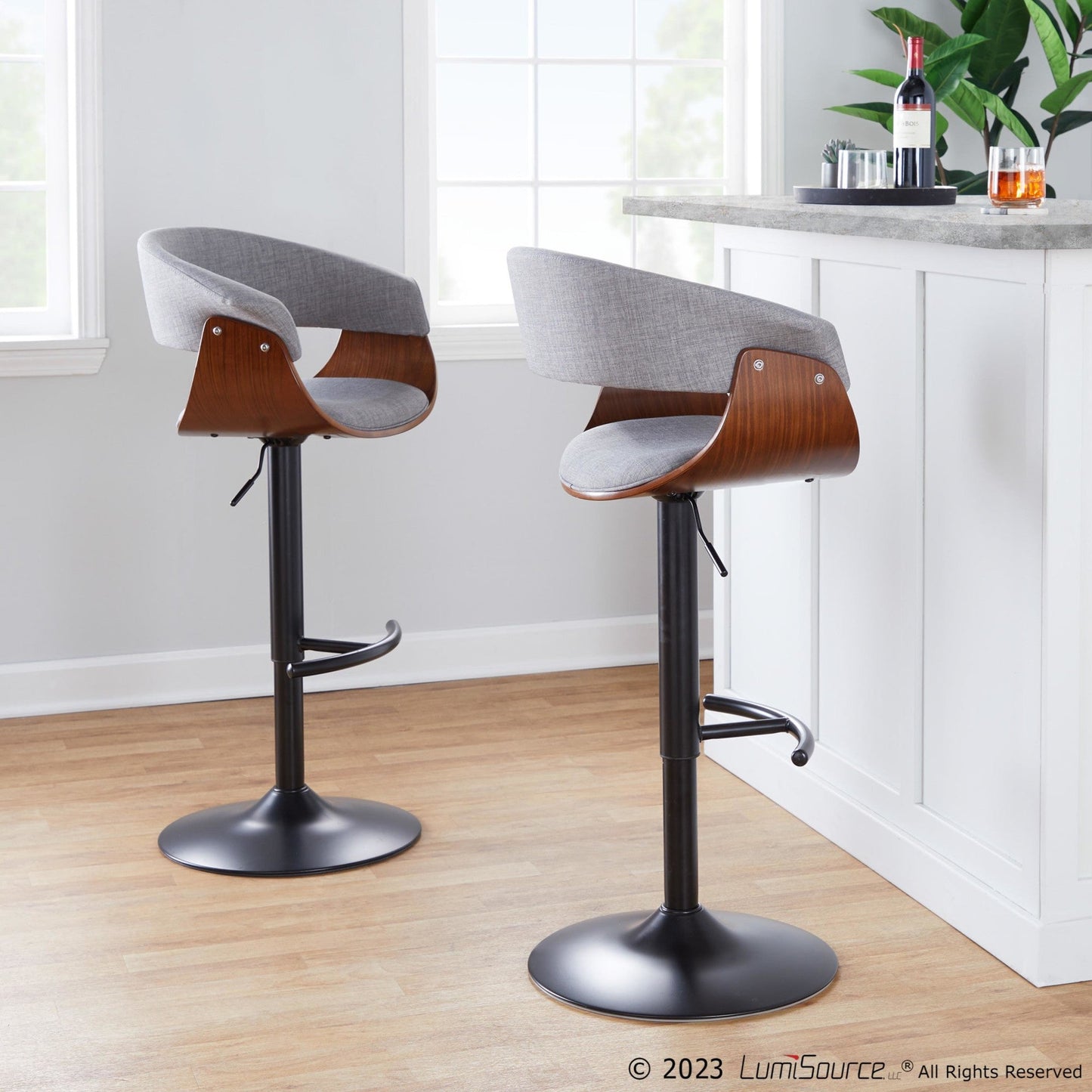 Lumisource Vintage Mod Adjustable Barstool - Set of 2