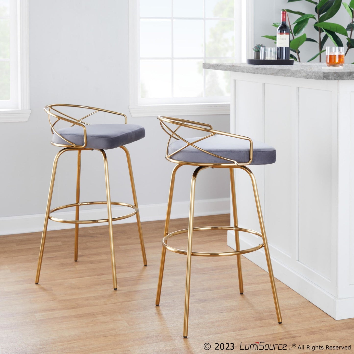 Majestic Office Furniture Glam 30" Fixed-Height Barstool - Set of 2