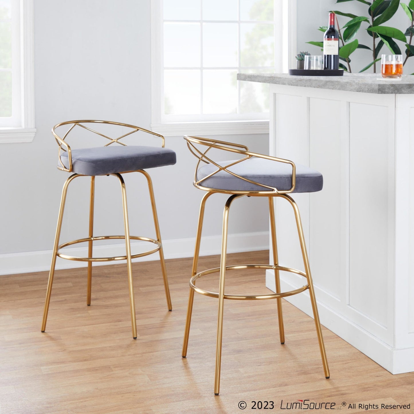 Majestic Office Furniture Glam 30" Fixed-Height Barstool - Set of 2