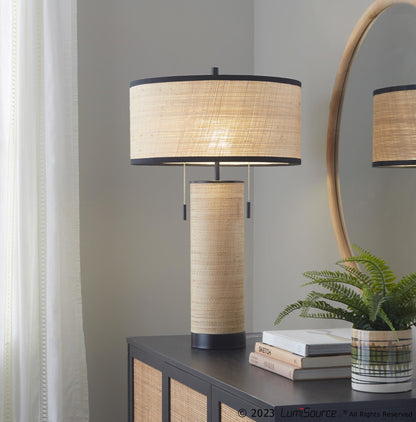 Lumisource Cylinder Rattan 29" Table Lamp
