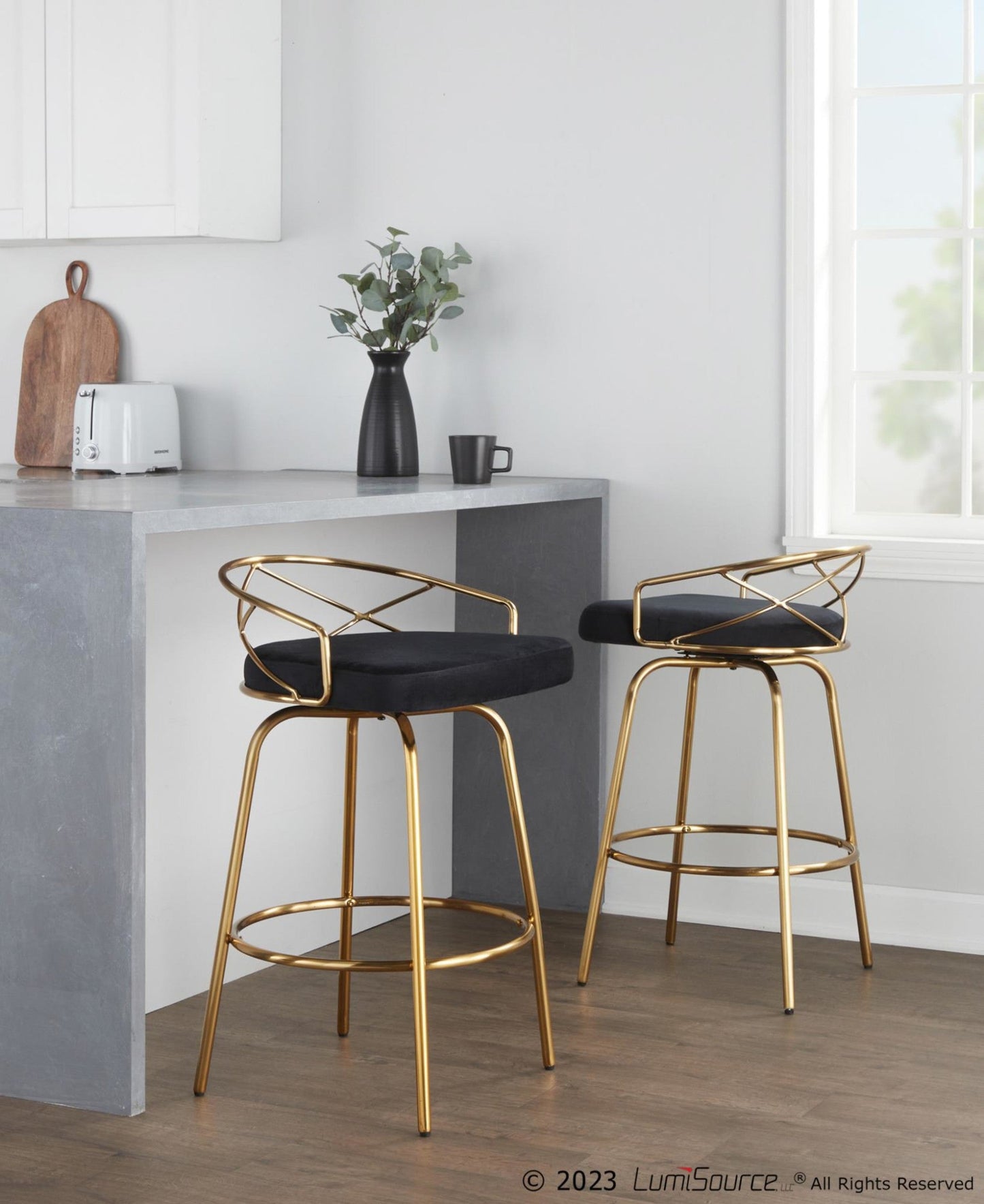 Majestic Office Furniture Glam 26" Fixed-Height Counter Stool - Set of 2
