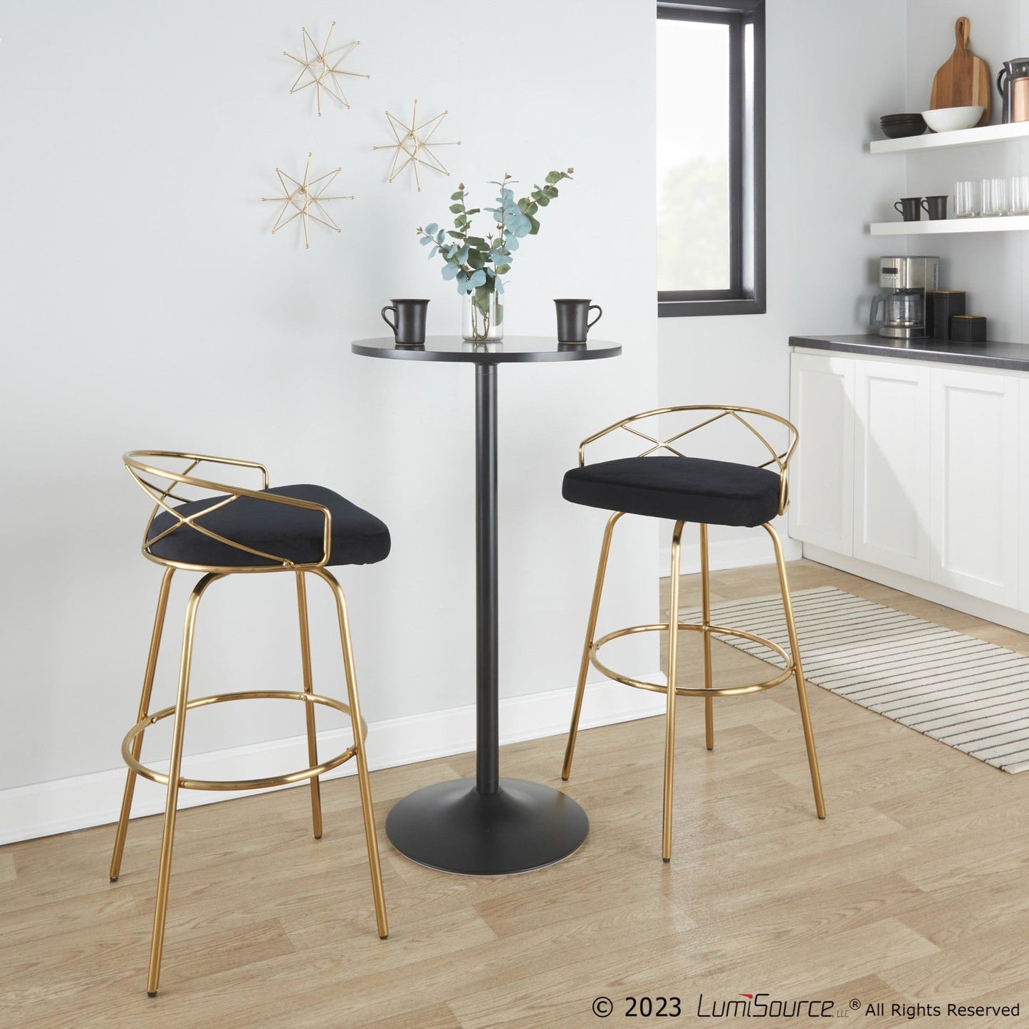 Majestic Office Furniture Glam 30" Fixed-Height Barstool - Set of 2