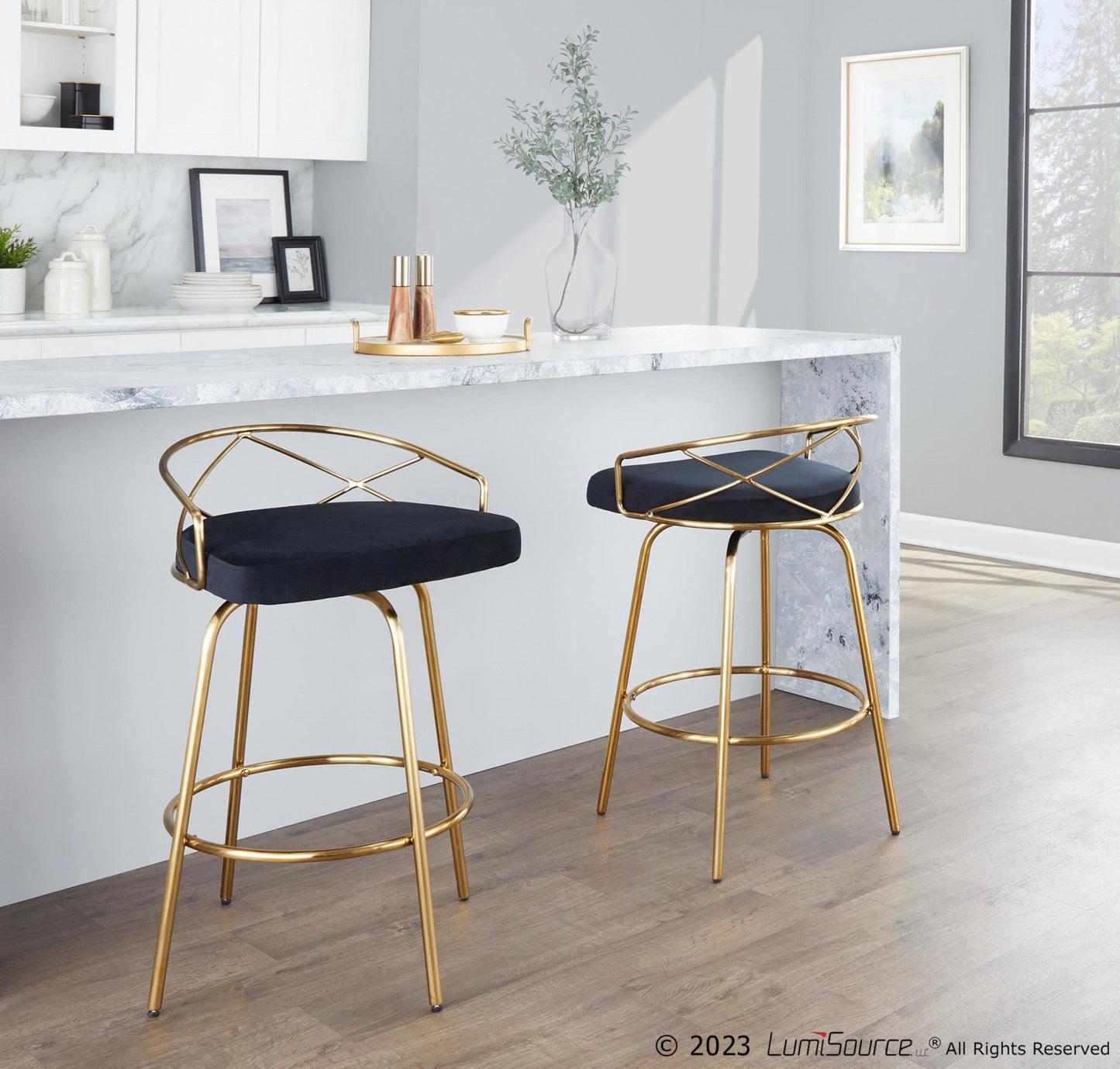 Majestic Office Furniture Glam 26" Fixed-Height Counter Stool - Set of 2