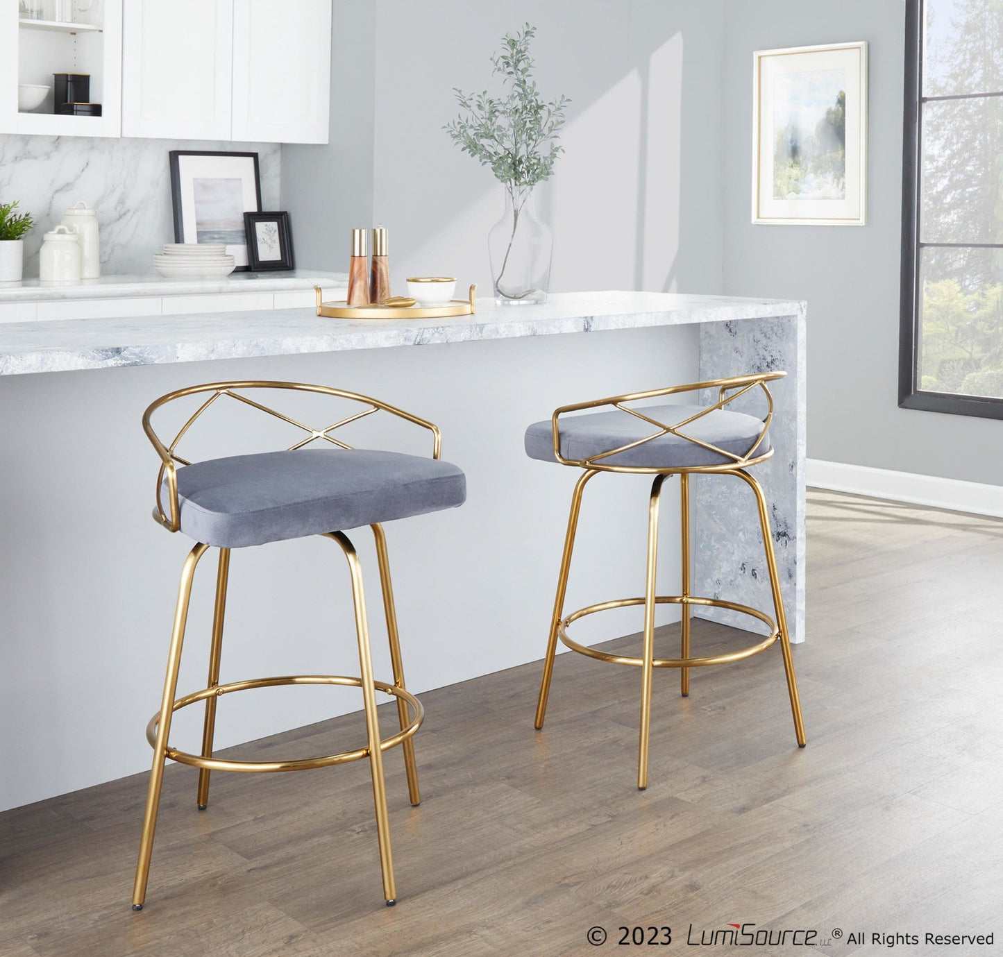 Majestic Office Furniture Glam 26" Fixed-Height Counter Stool - Set of 2