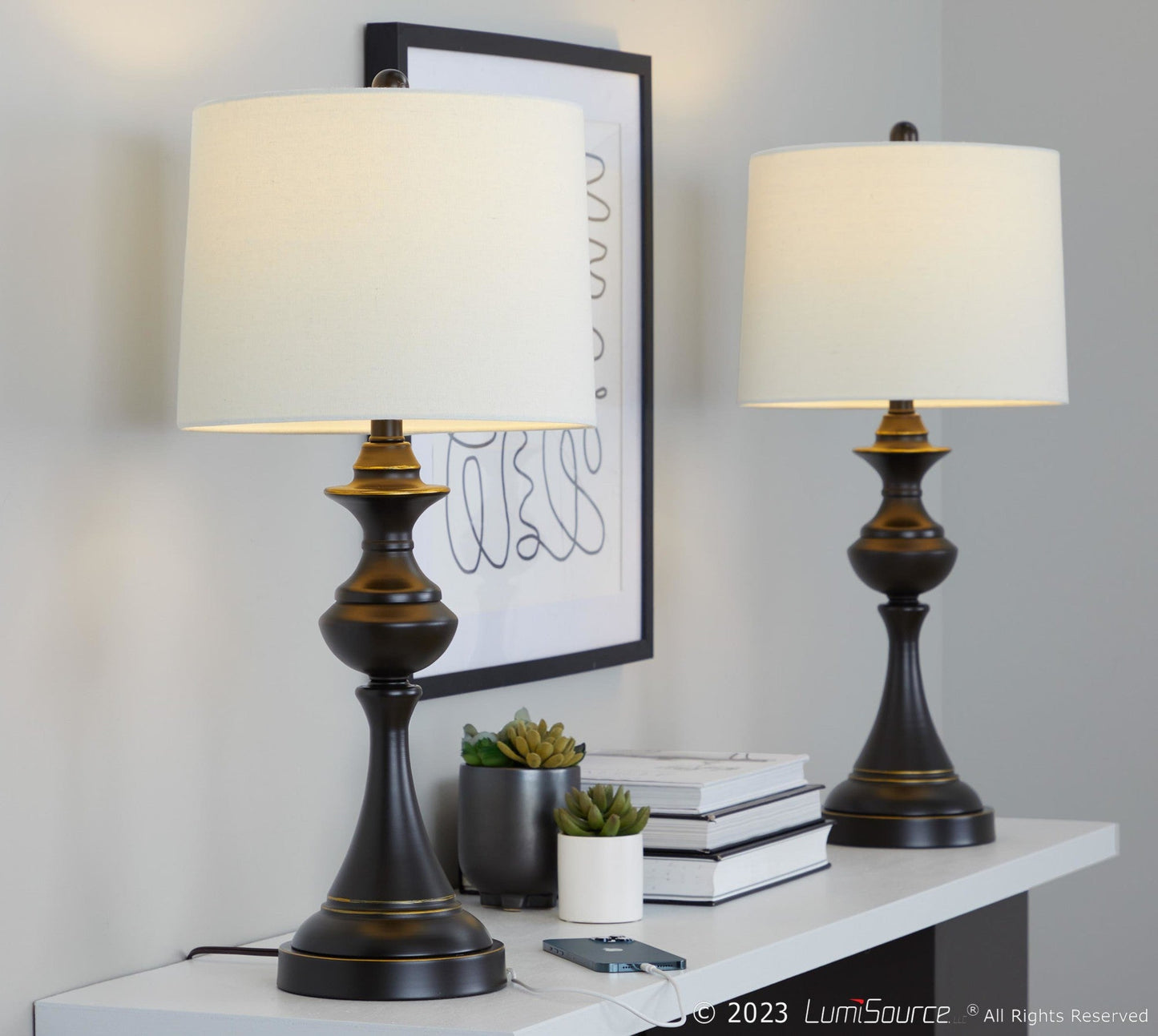 Majestic Office Furniture 29" Metal Table Lamp with Usb - Set of 2