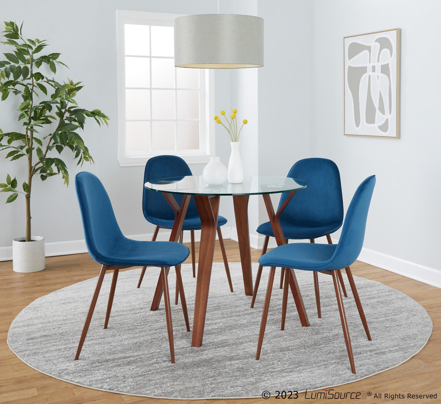 Lumisource Folia Round Pebble Dining Set - 5 Piece