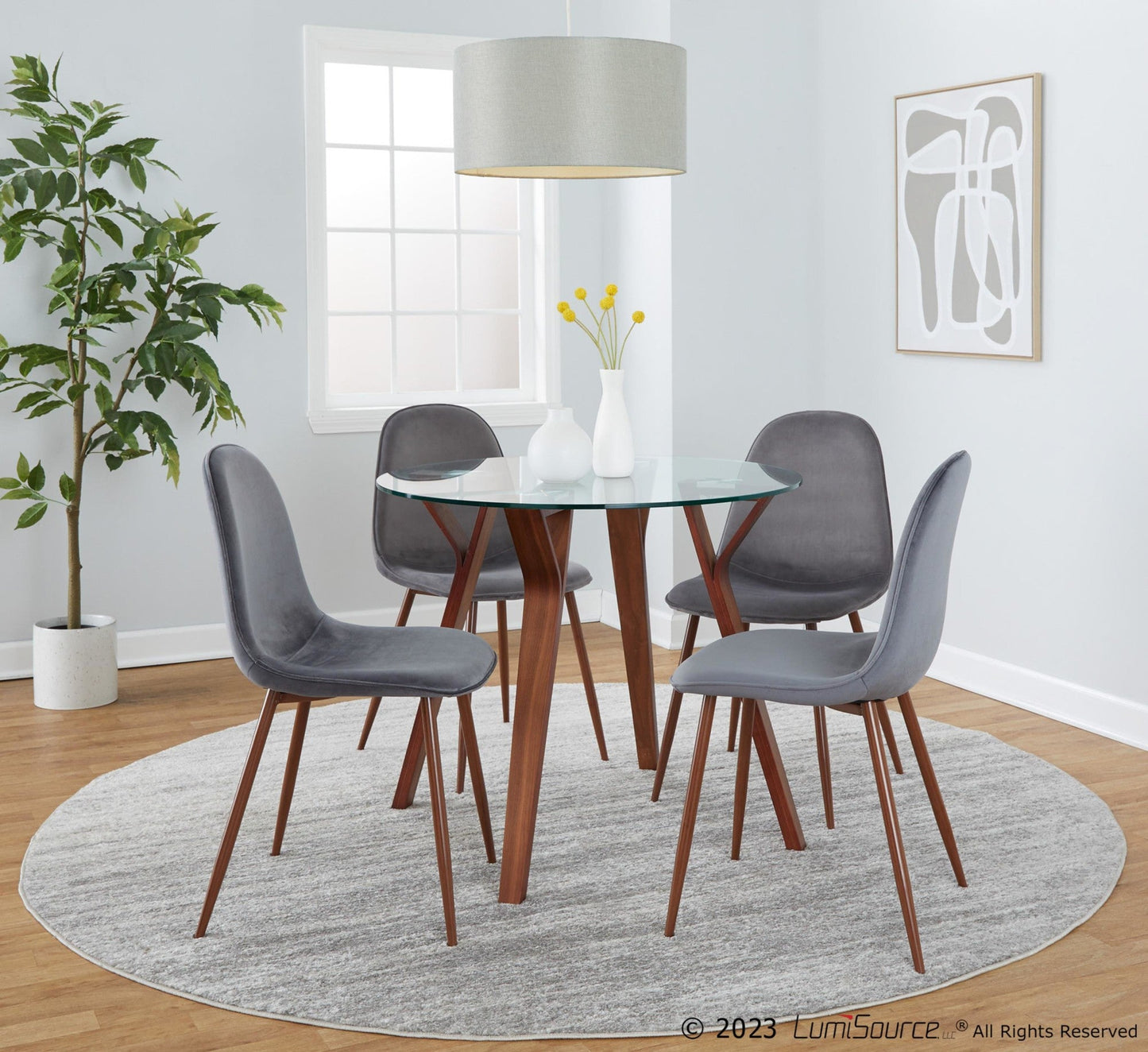 Lumisource Folia Round Pebble Dining Set - 5 Piece