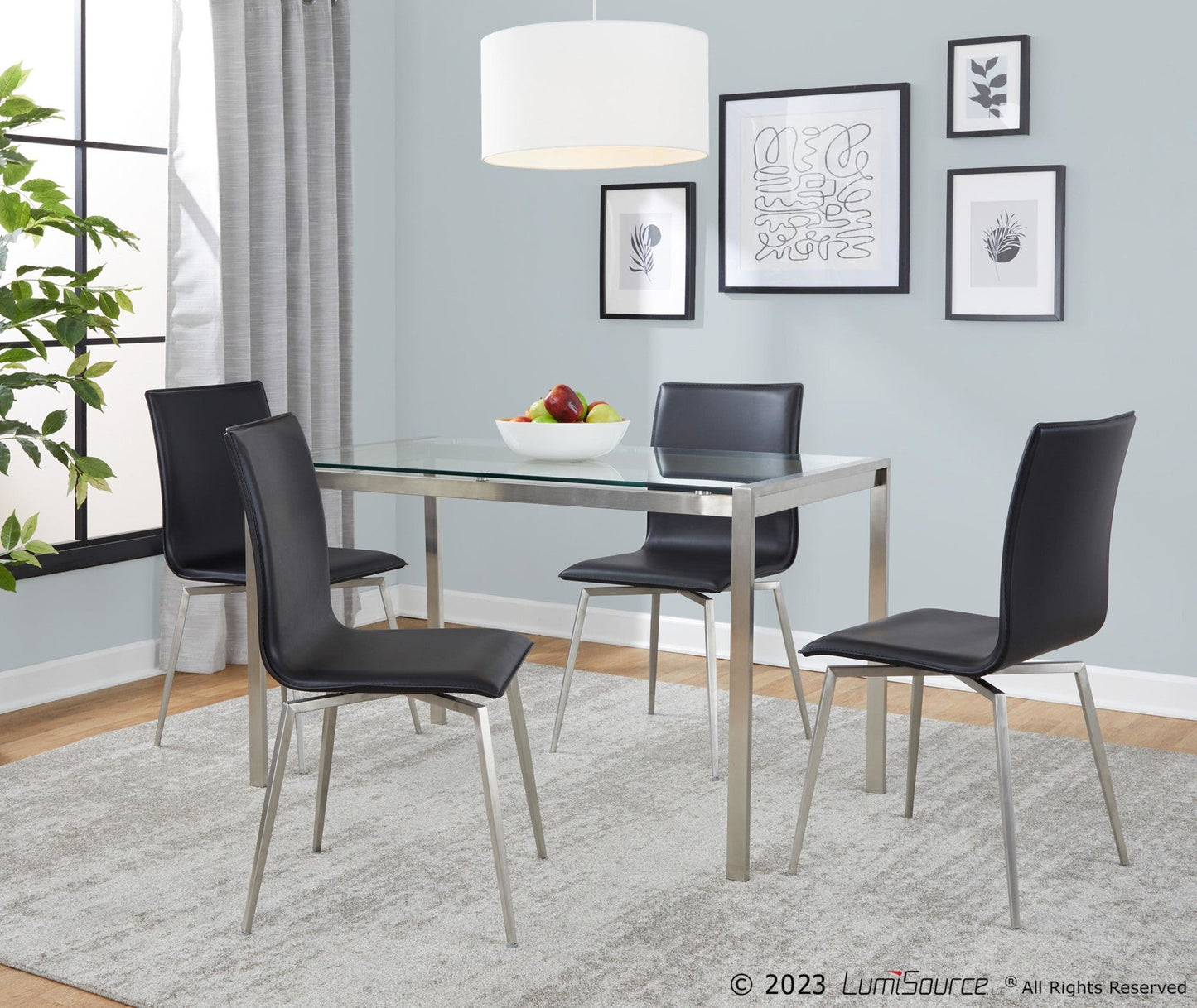 Lumisource Fuji-mason Upholstered Swivel Dining Set - 5 Piece