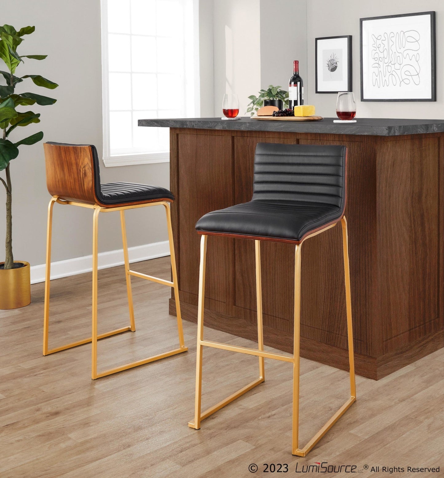 Lumisource Mason Mara 30" Fixed-Height Barstool - Set of 2