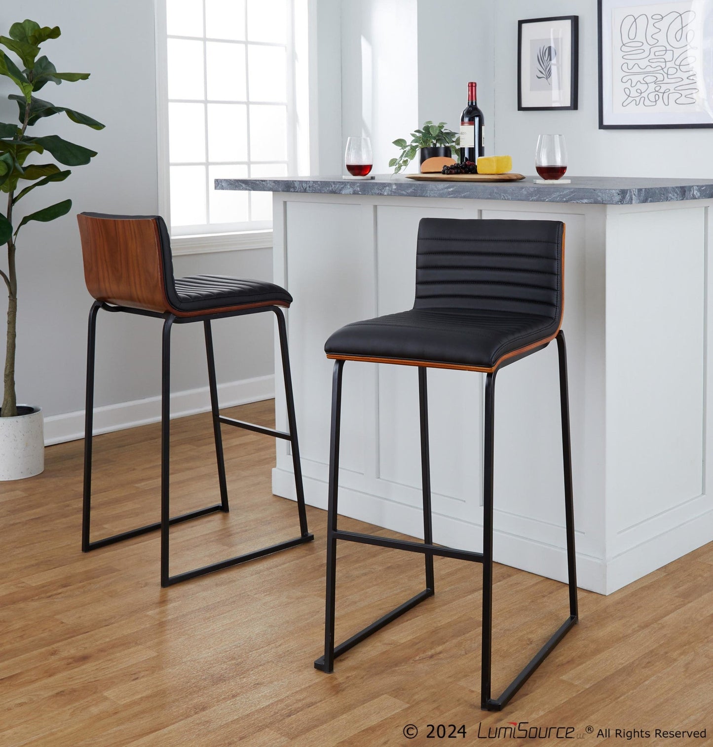 Lumisource Mason Mara 30" Fixed-Height Barstool - Set of 2