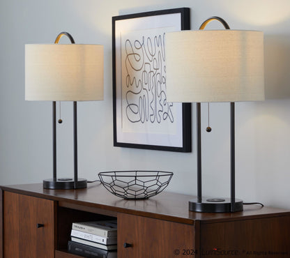 Majestic Office Furniture 28" Metal Table Lamp with Wireless Charging - Set of 2