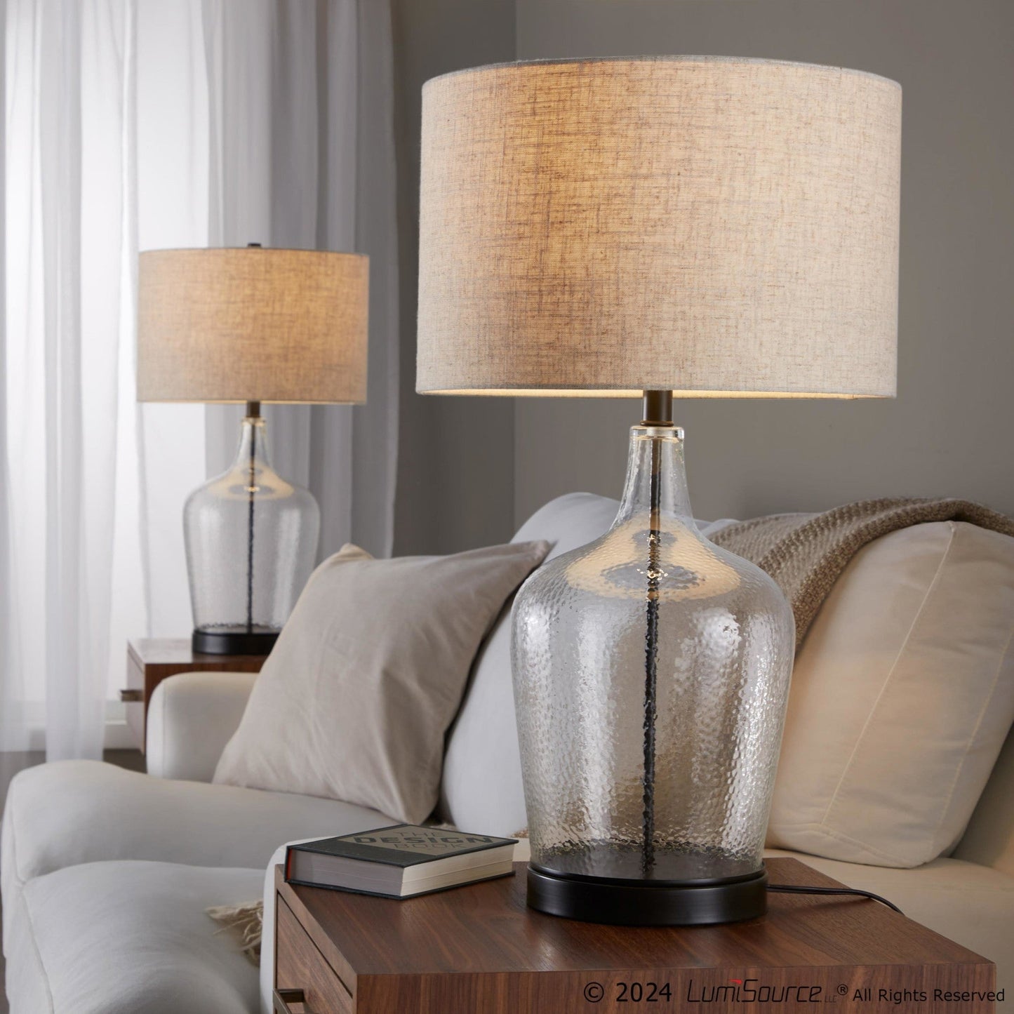 Majestic Office Furniture 28" Glass Table Lamp with Usb - Set of 2