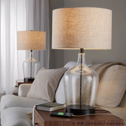 Majestic Office Furniture 28" Glass Table Lamp with Usb - Set of 2