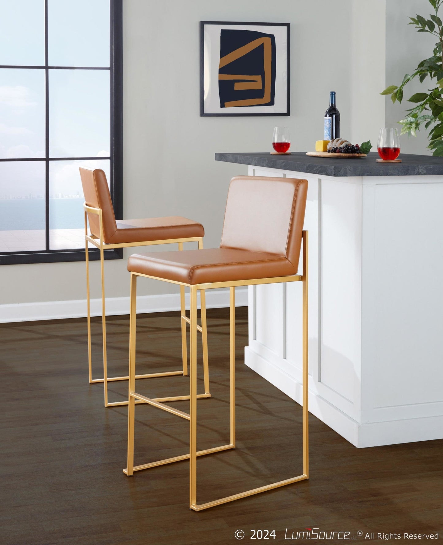Majestic Office Furniture High Back 30" Fixed-Height Barstool - Set of 2