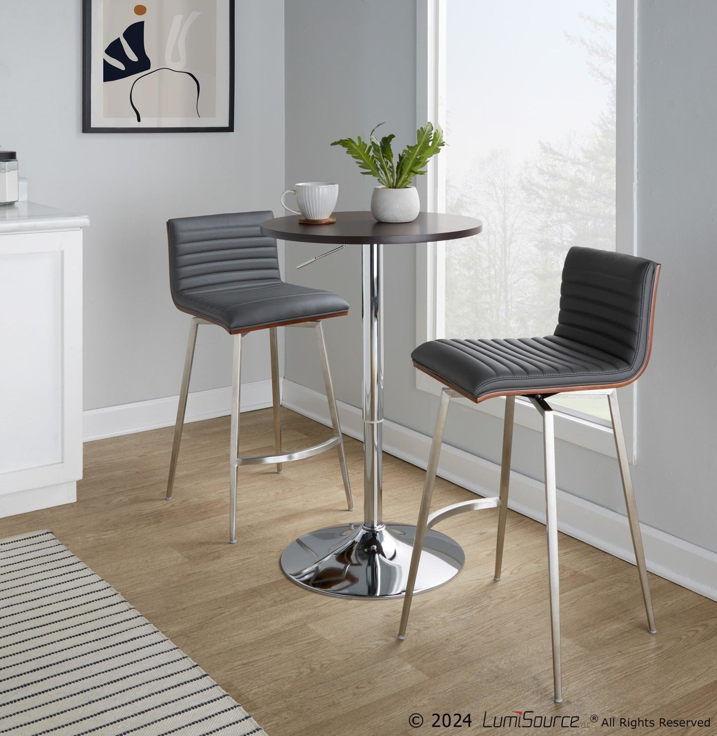 Lumisource Mason Swivel Adjustable Counter Height Dining Set - 3 Piece