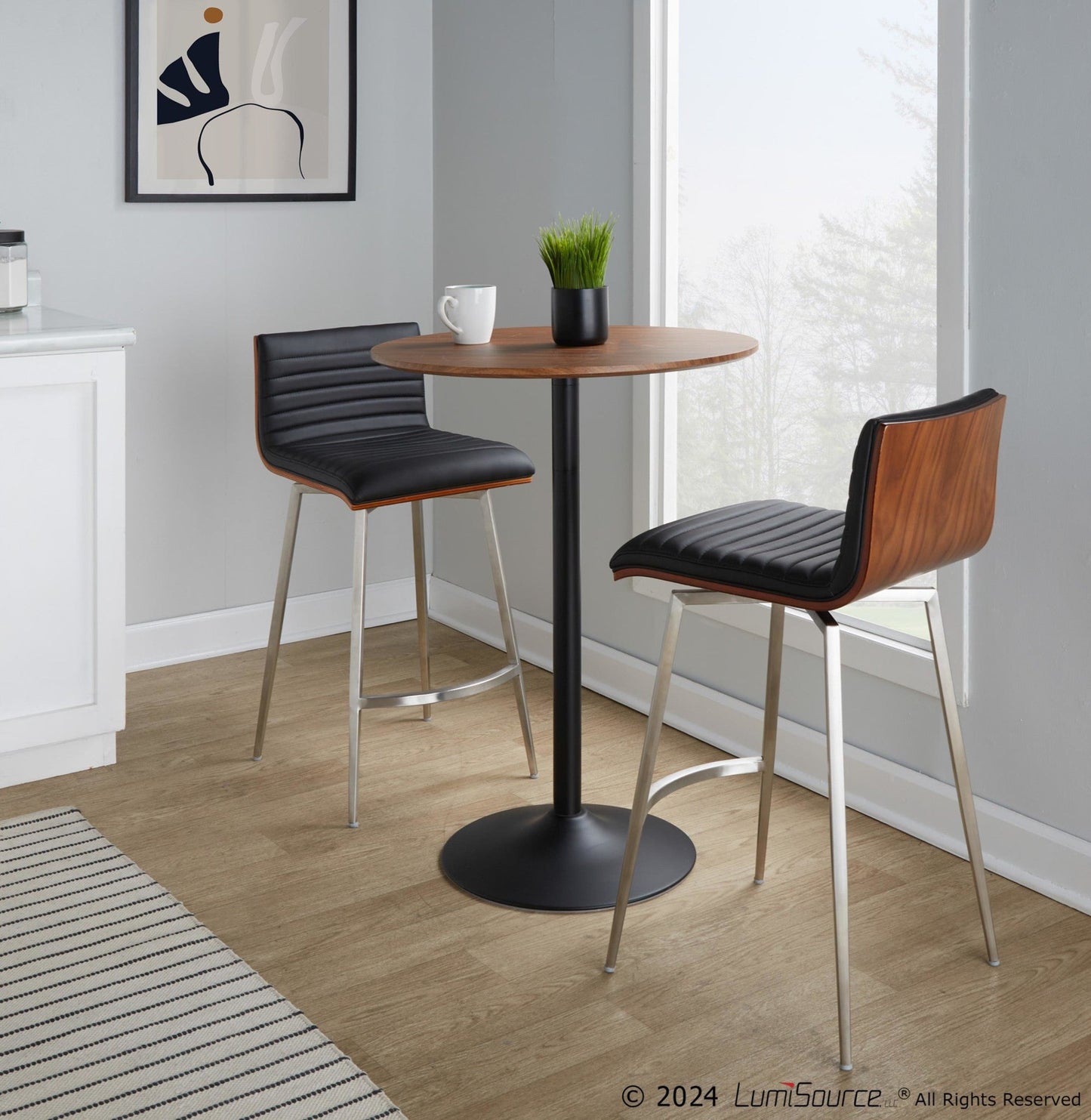 Lumisource Pebble-mason Swivel Counter Height Dining Set - 3 Piece