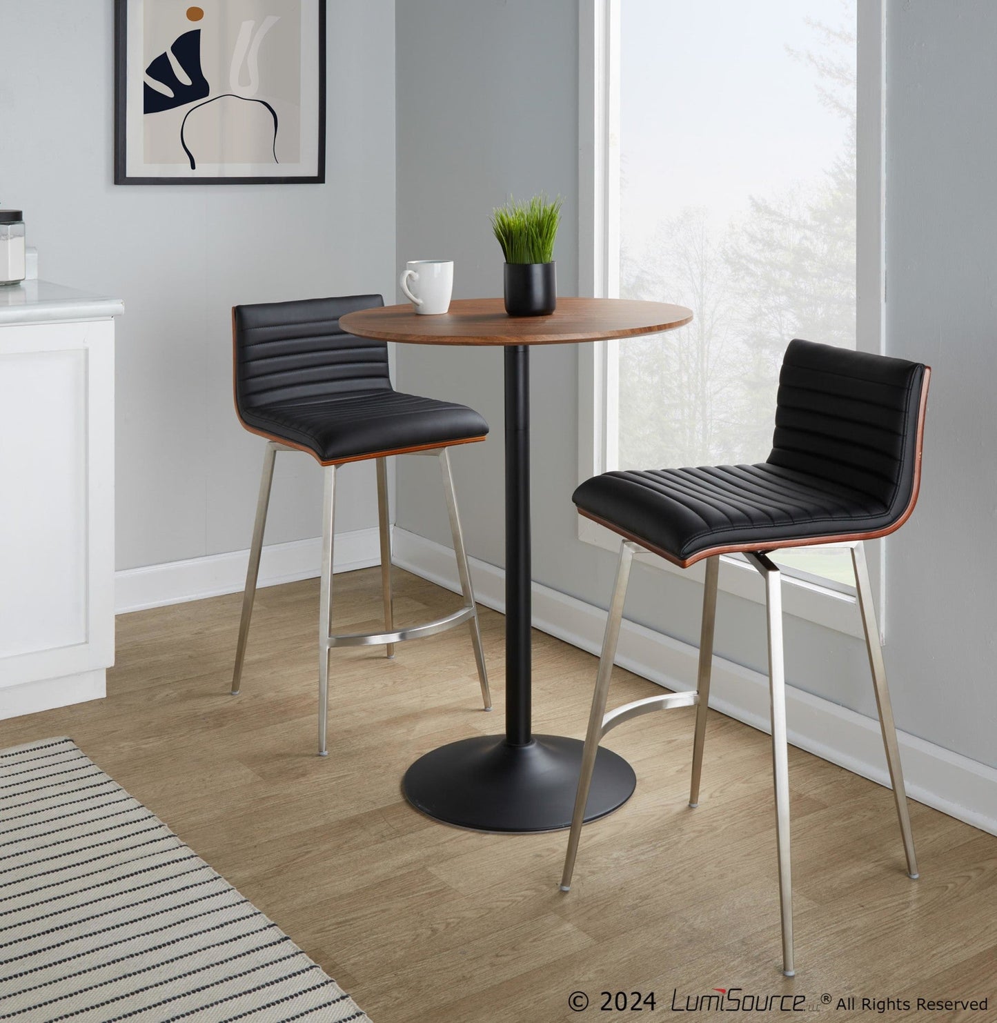 Lumisource Pebble-mason Swivel Counter Height Dining Set - 3 Piece