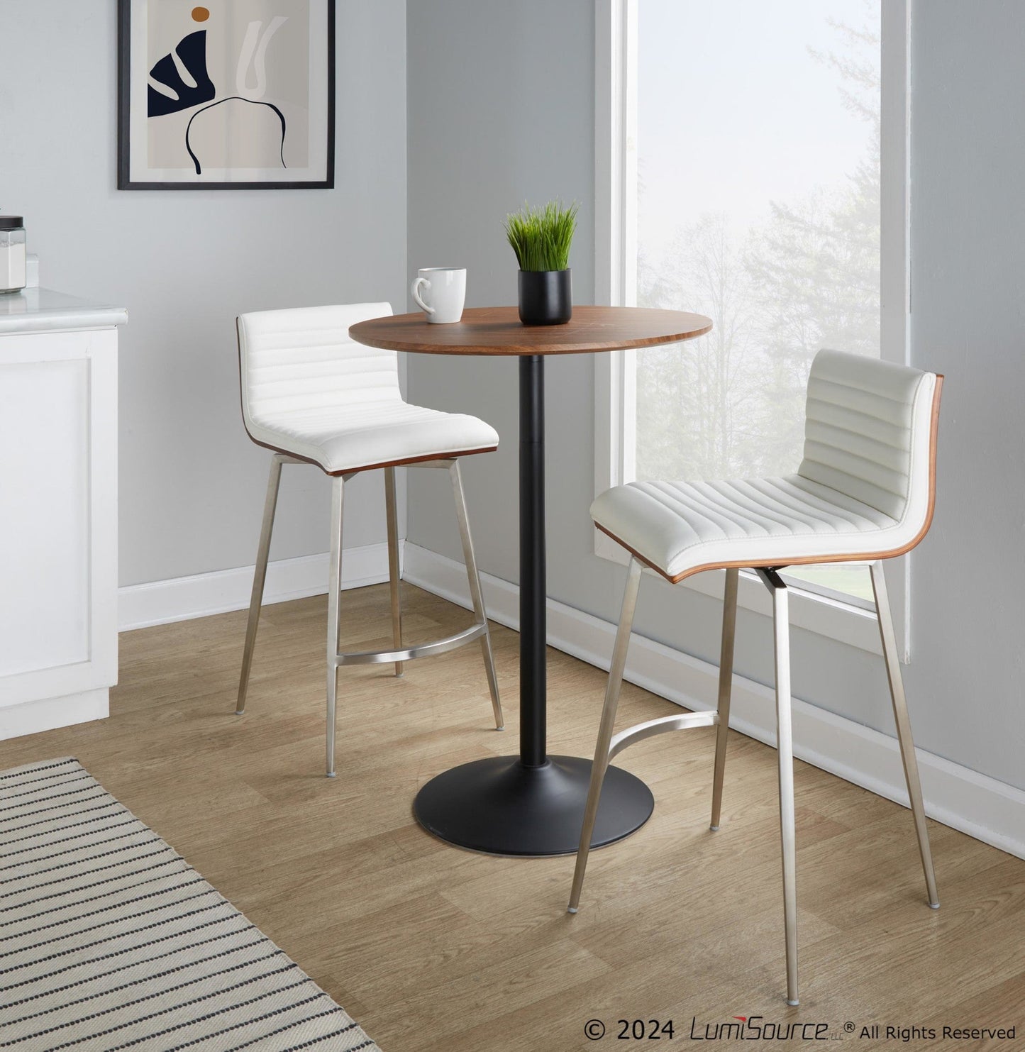 Lumisource Pebble-mason Swivel Counter Height Dining Set - 3 Piece