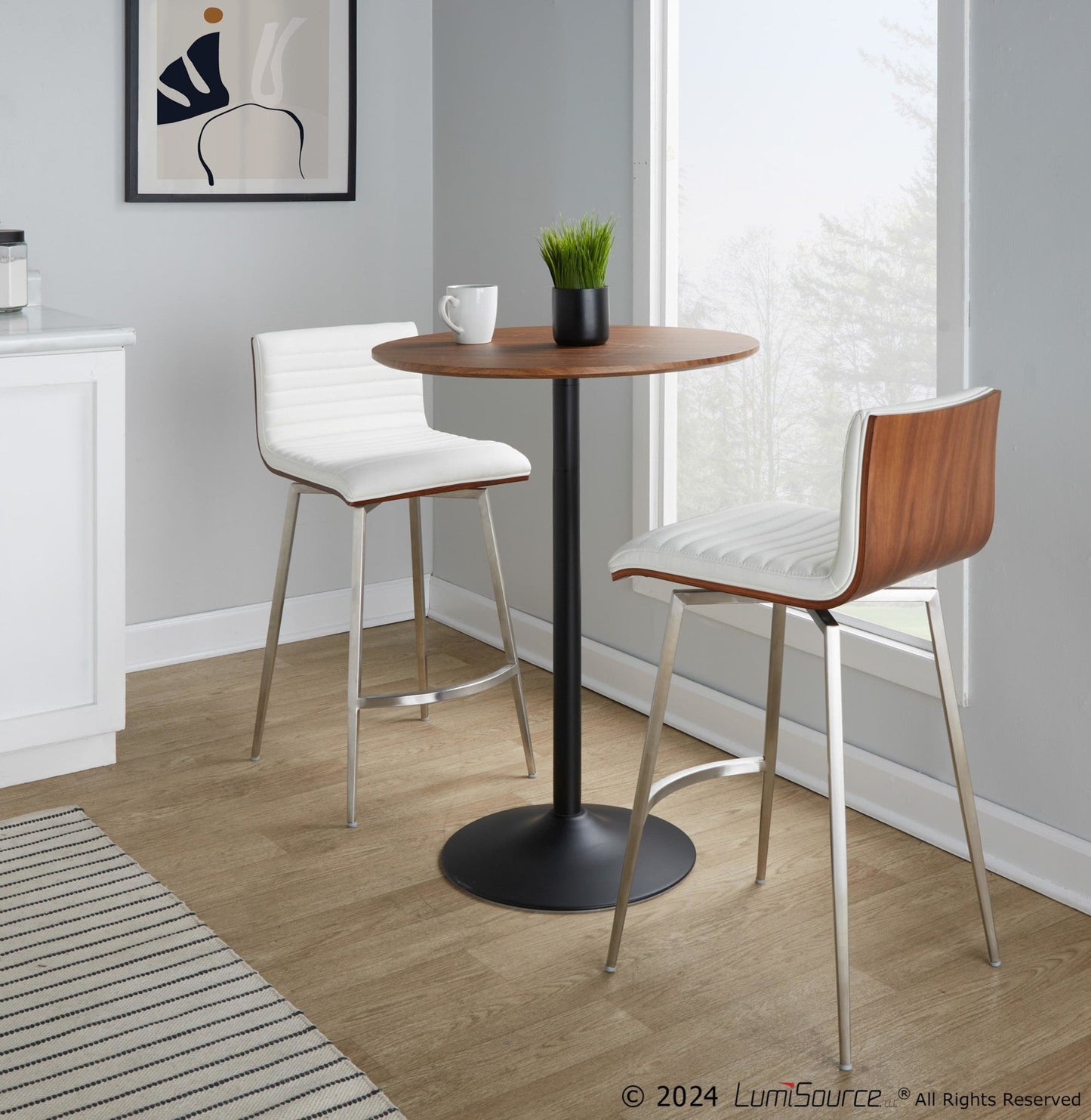 Lumisource Pebble-mason Swivel Counter Height Dining Set - 3 Piece