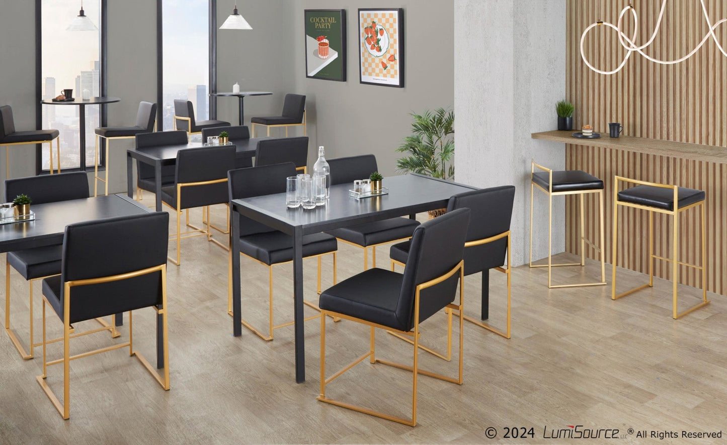Majestic Office Furniture High Back 30" Fixed-Height Barstool - Set of 2