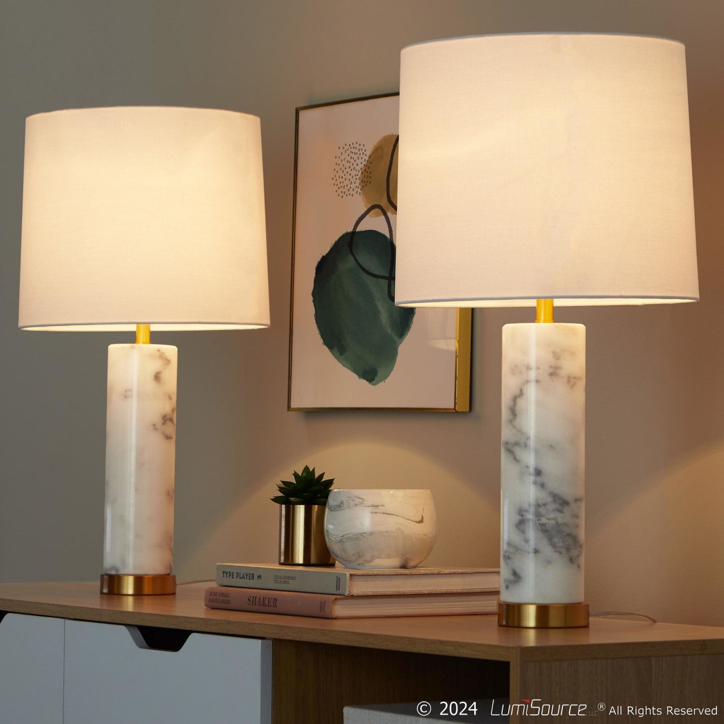 Lumisource Marbella 26" Marble Table Lamp - Set of 2