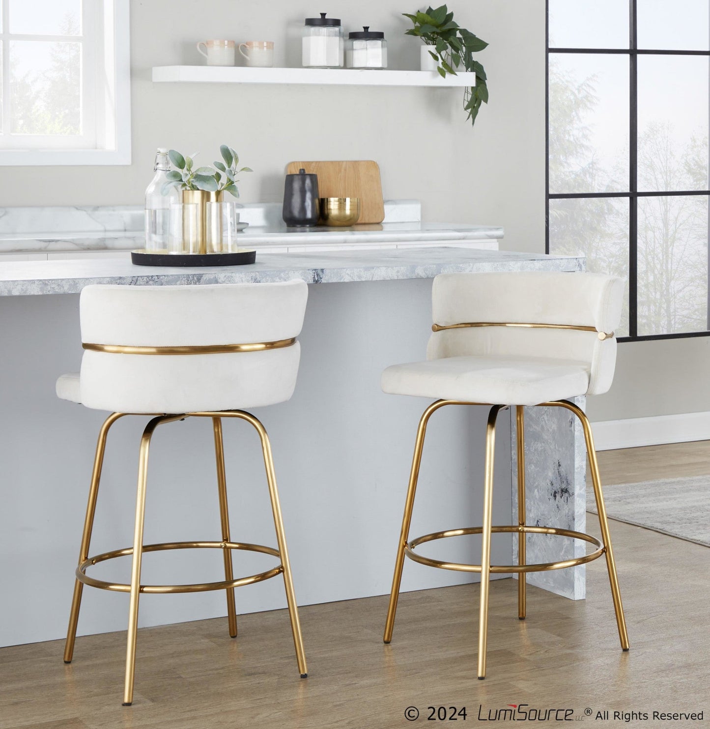 Majestic Office Furniture Claire 26" Fixed-Height Counter Stool - Set of 2