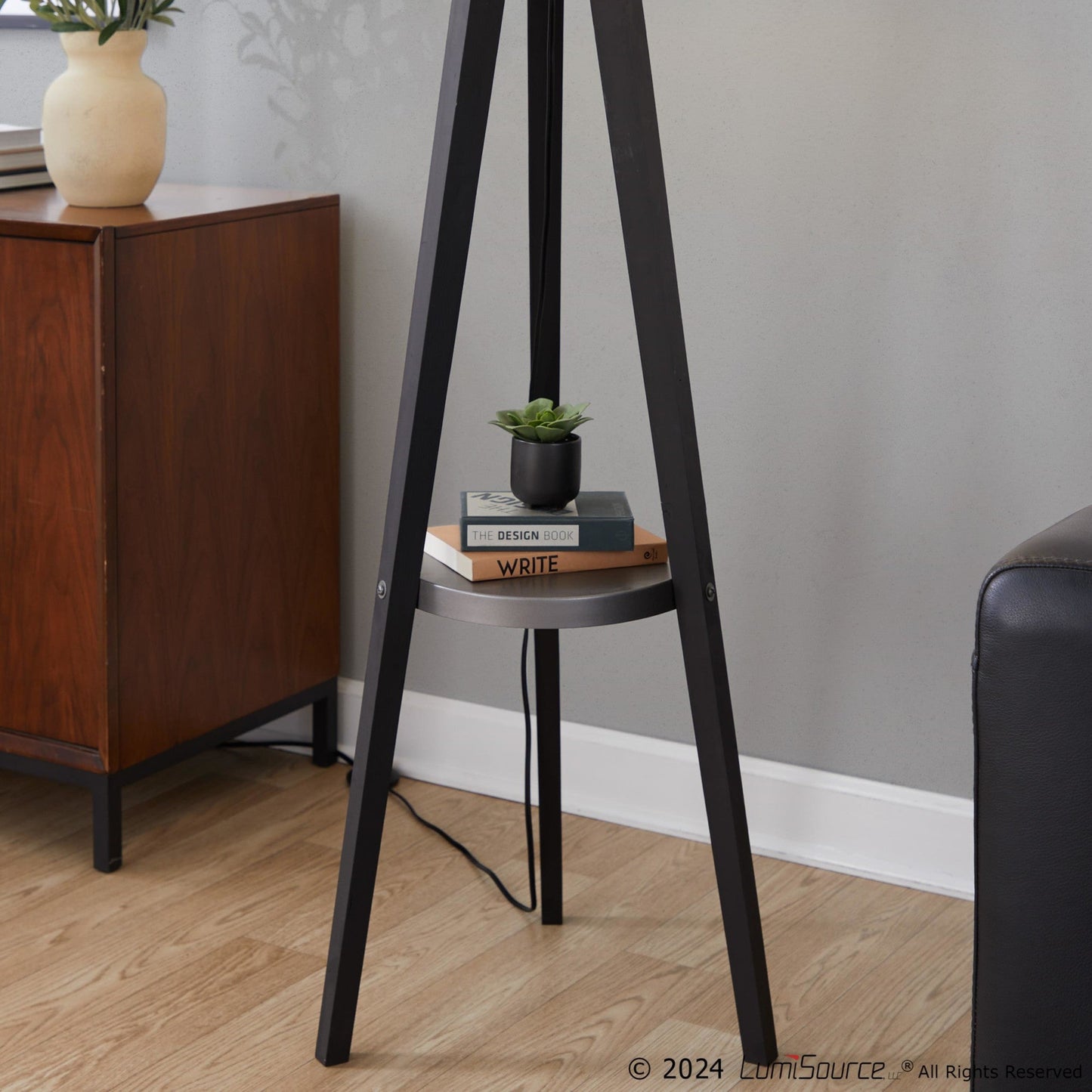 Majestic Office Furniture Shelf 59" Wood Floor Lamp