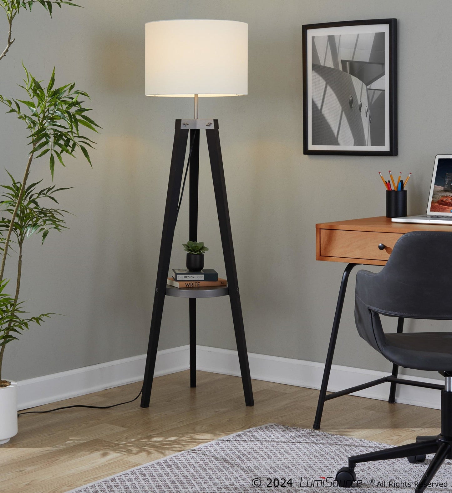 Majestic Office Furniture Shelf 59" Wood Floor Lamp
