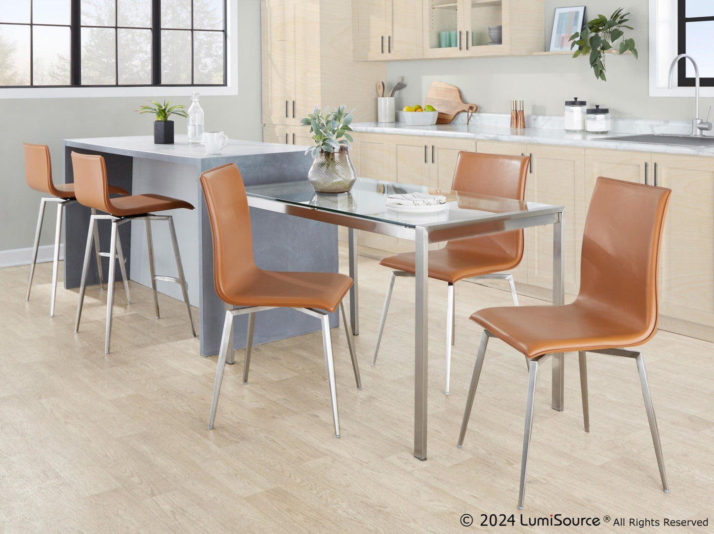 Lumisource Mara Upholstered 26" Fixed-Height Counter Stool - Set of 2