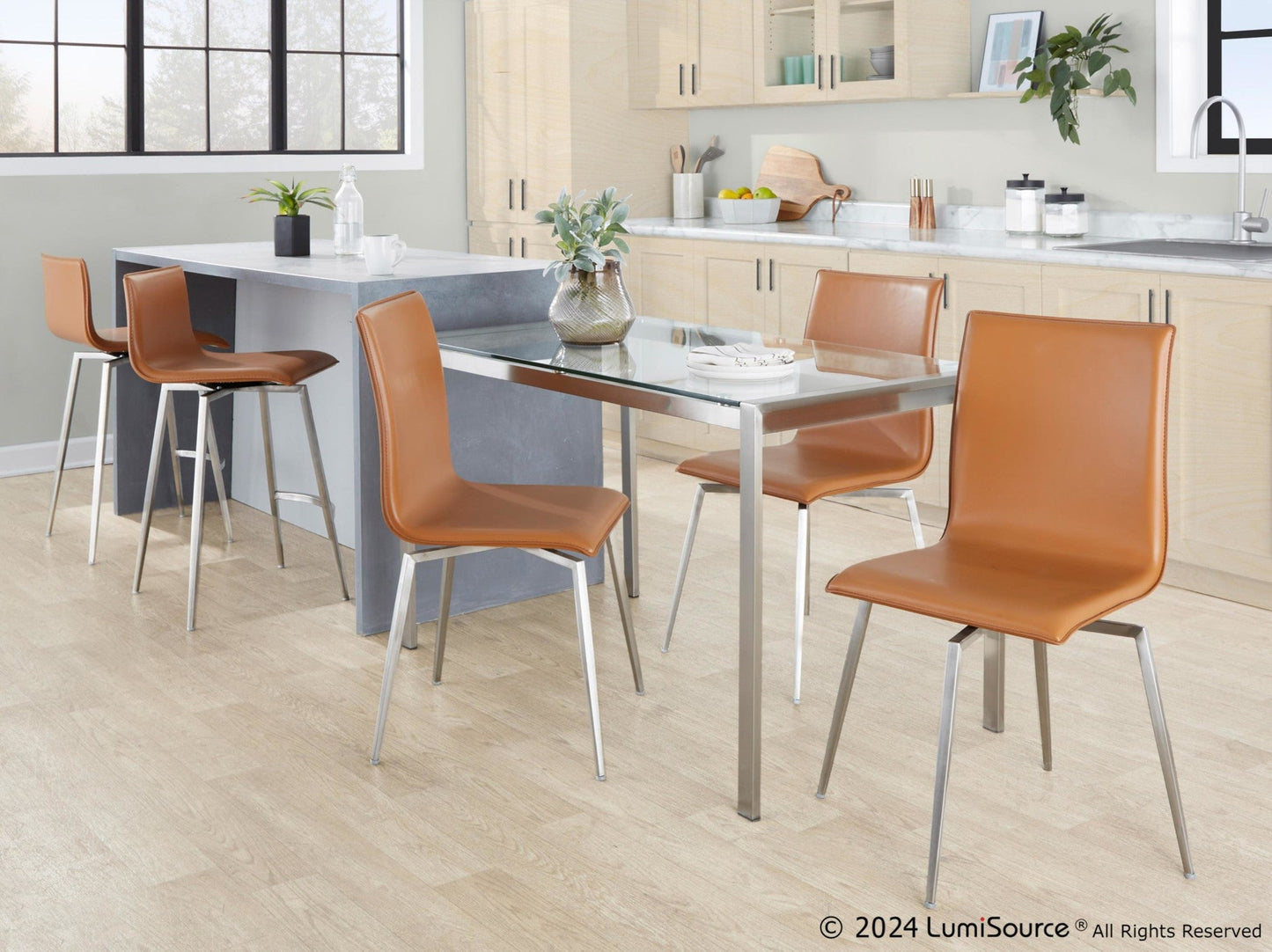 Lumisource Mara Upholstered 26" Fixed-Height Counter Stool - Set of 2