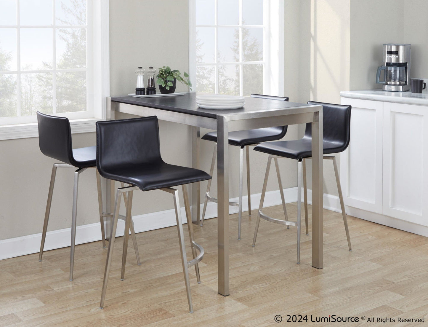 Lumisource Mara Upholstered 26" Fixed-Height Counter Stool - Set of 2