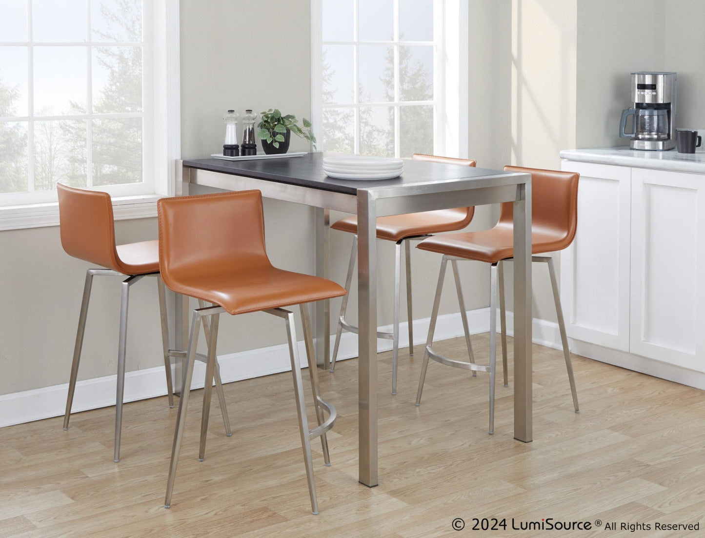Lumisource Mara Upholstered 26" Fixed-Height Counter Stool - Set of 2