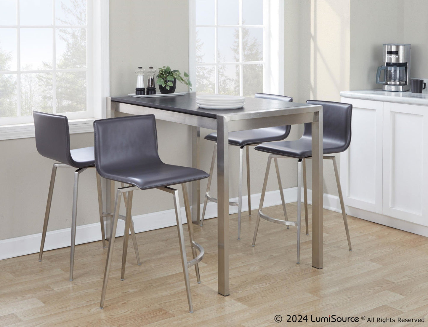 Lumisource Mara Upholstered 26" Fixed-Height Counter Stool - Set of 2