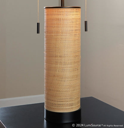 Lumisource Cylinder Rattan 29" Table Lamp