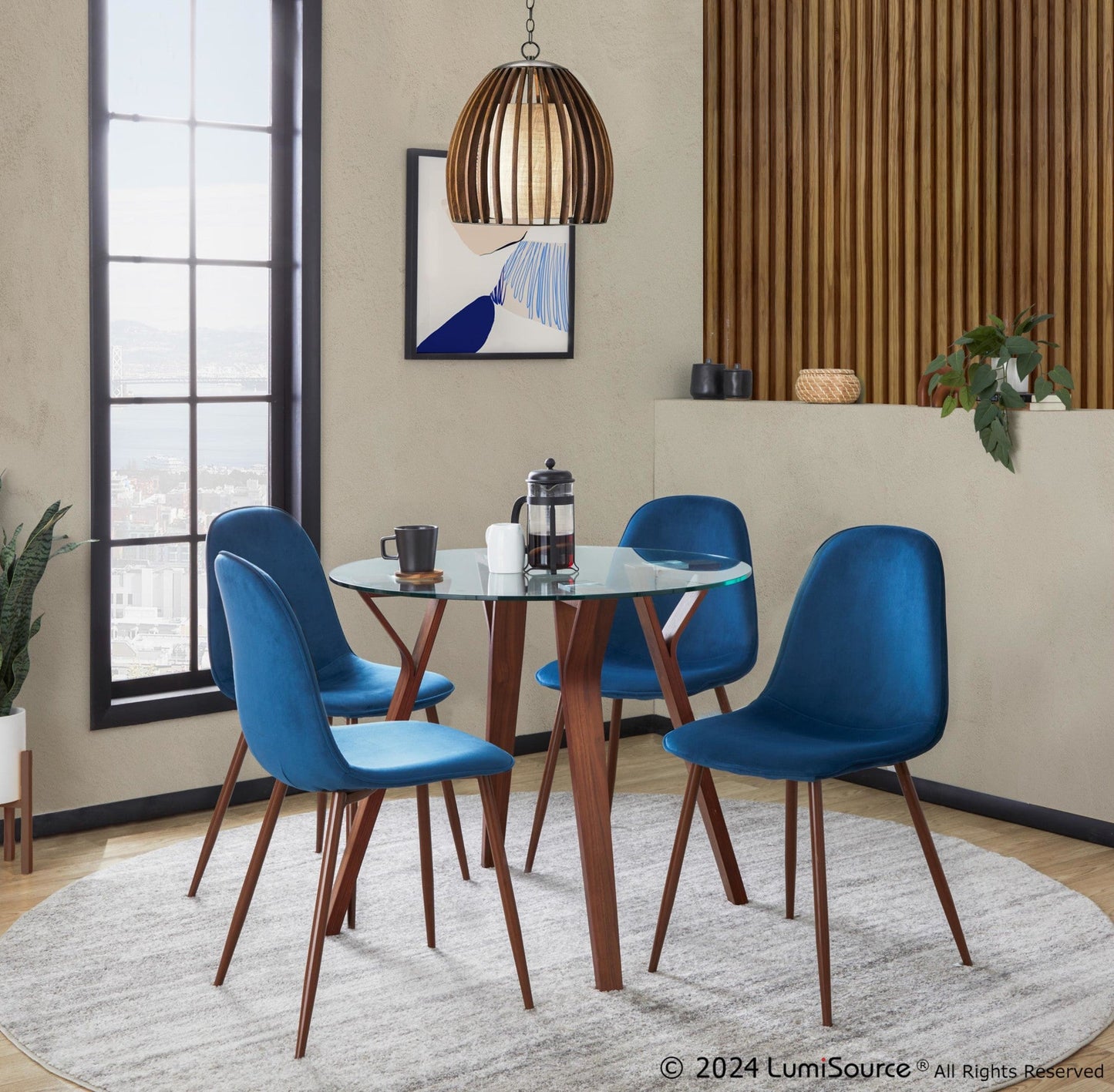 Lumisource Folia Round Pebble Dining Set - 5 Piece