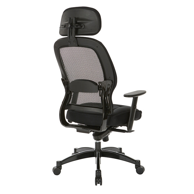 Breathable Mesh Back and Mesh Seat Manager’s Chair with Headrest, Adjustable
Arms, Adjustable Lumbar and Industrial Steel Finish Base