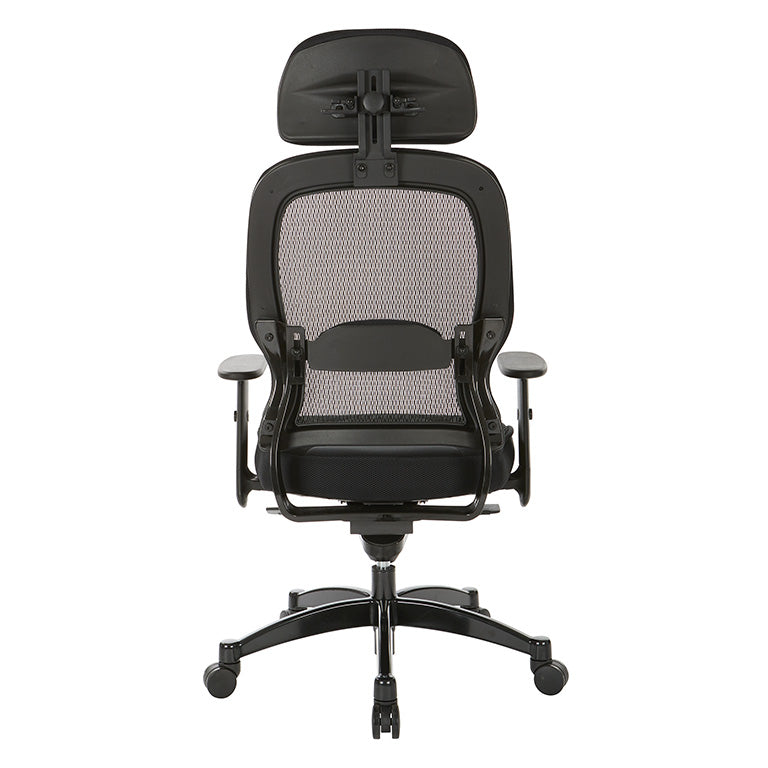 Breathable Mesh Back and Mesh Seat Manager’s Chair with Headrest, Adjustable
Arms, Adjustable Lumbar and Industrial Steel Finish Base