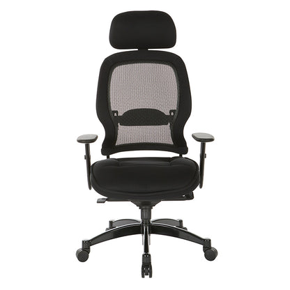 Breathable Mesh Back and Mesh Seat Manager’s Chair with Headrest, Adjustable
Arms, Adjustable Lumbar and Industrial Steel Finish Base