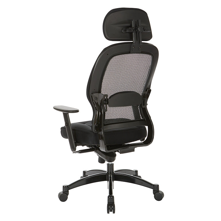 Breathable Mesh Back and Mesh Seat Manager’s Chair with Headrest, Adjustable
Arms, Adjustable Lumbar and Industrial Steel Finish Base