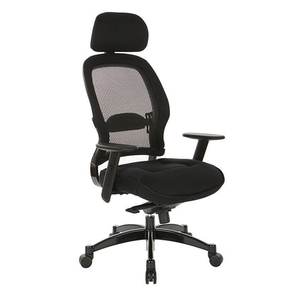 Breathable Mesh Back and Mesh Seat Manager’s Chair with Headrest, Adjustable
Arms, Adjustable Lumbar and Industrial Steel Finish Base