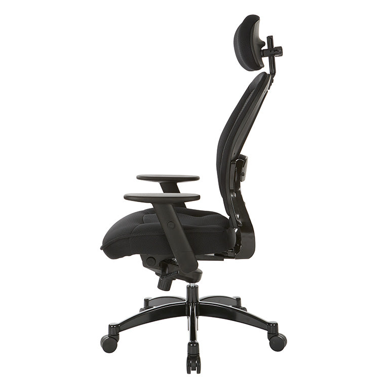 Breathable Mesh Back and Mesh Seat Manager’s Chair with Headrest, Adjustable
Arms, Adjustable Lumbar and Industrial Steel Finish Base