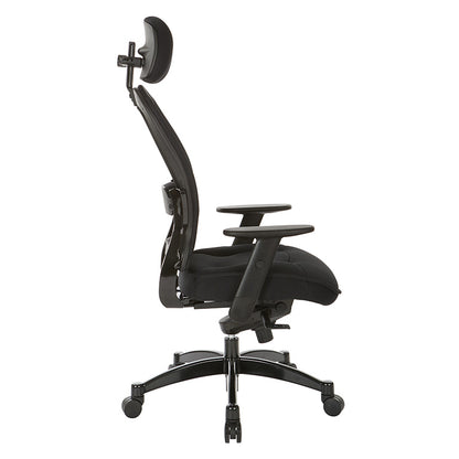 Breathable Mesh Back and Mesh Seat Manager’s Chair with Headrest, Adjustable
Arms, Adjustable Lumbar and Industrial Steel Finish Base