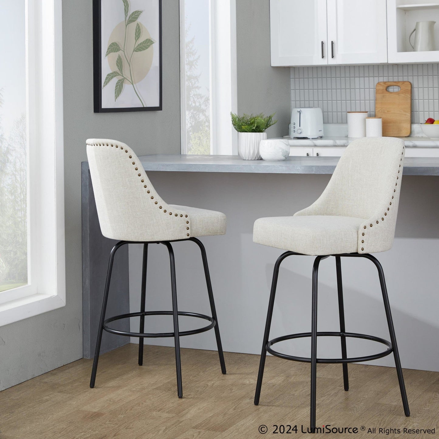 Majestic Office Furniture Marcel 27" Fixed-Height Counter Stool - Set of 2