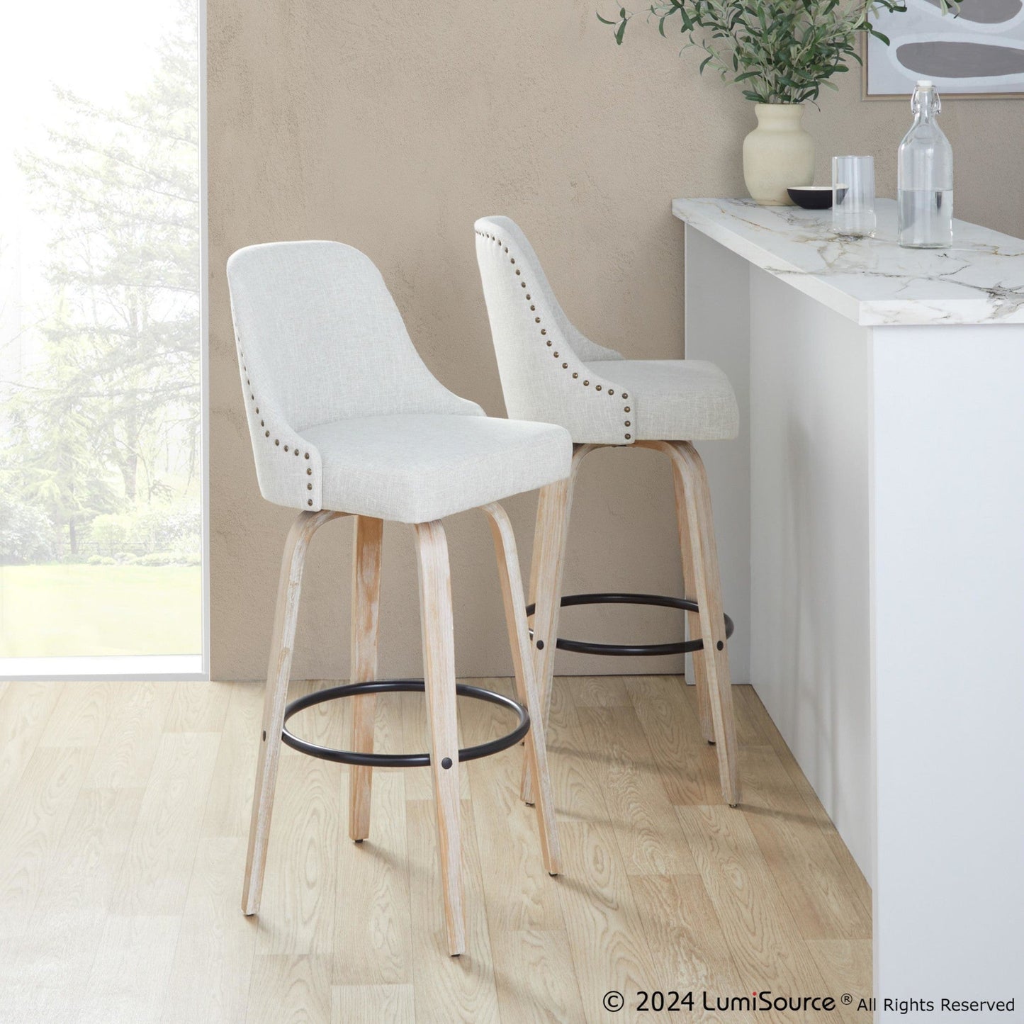Majestic Office Furniture Marcel 30" Fixed-Height Barstool - Set of 2