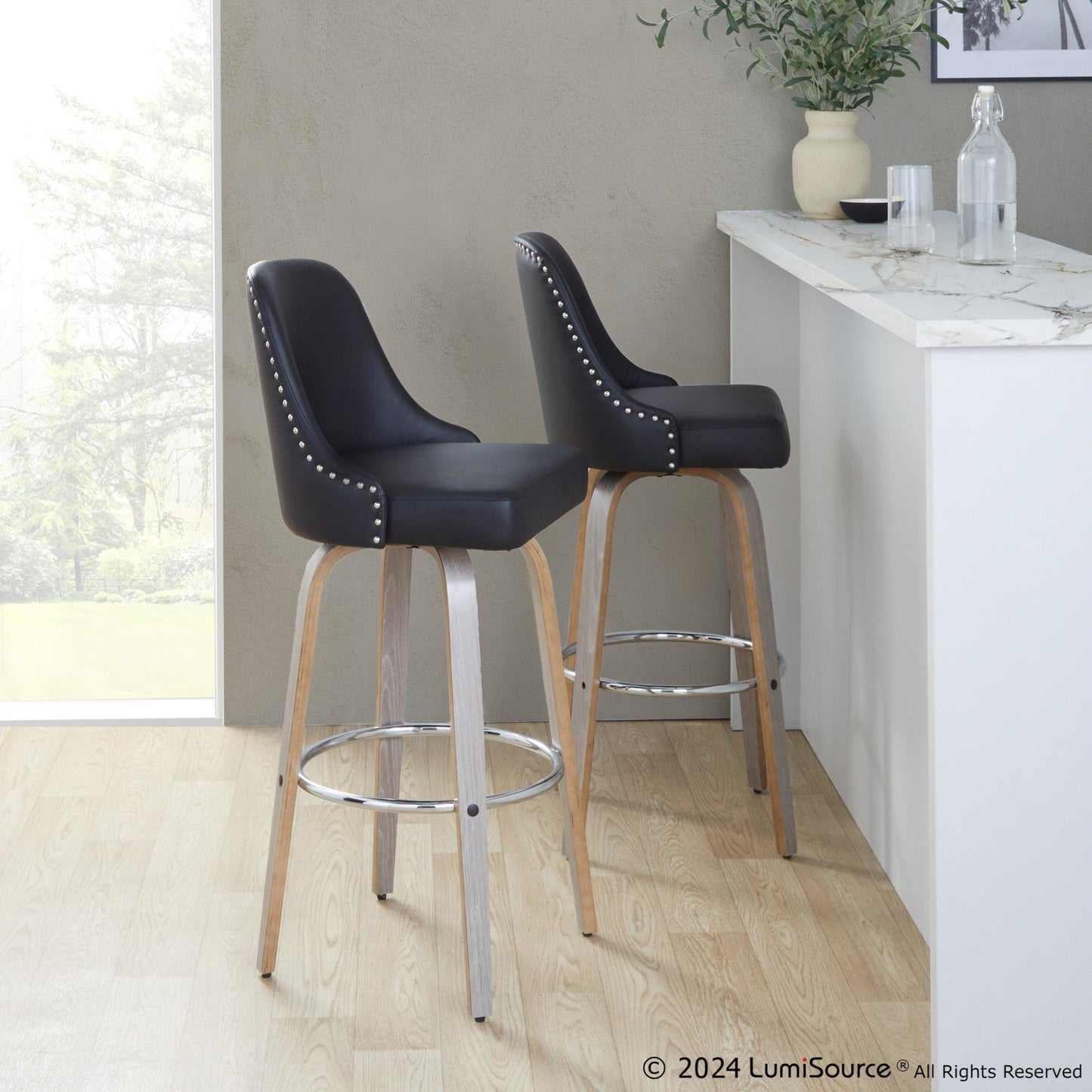 Majestic Office Furniture Marcel 30" Fixed-Height Barstool - Set of 2