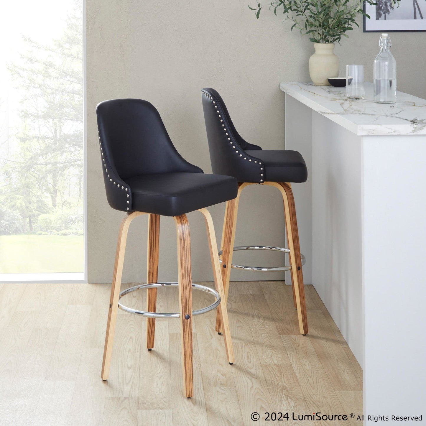 Majestic Office Furniture Marcel 30" Fixed-Height Barstool - Set of 2