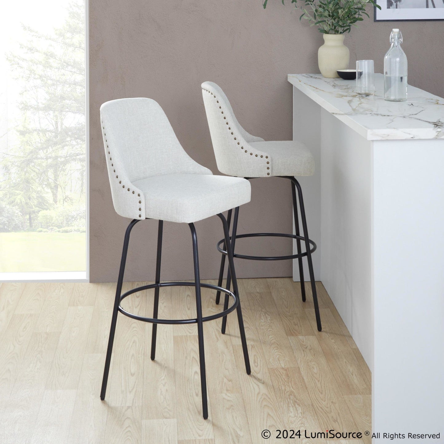 Majestic Office Furniture Marcel 30" Fixed-Height Barstool - Set of 2